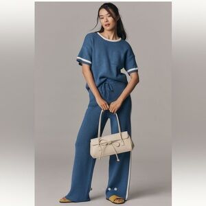 Anthropologie Maeve Knit Side Stripe Track Pants